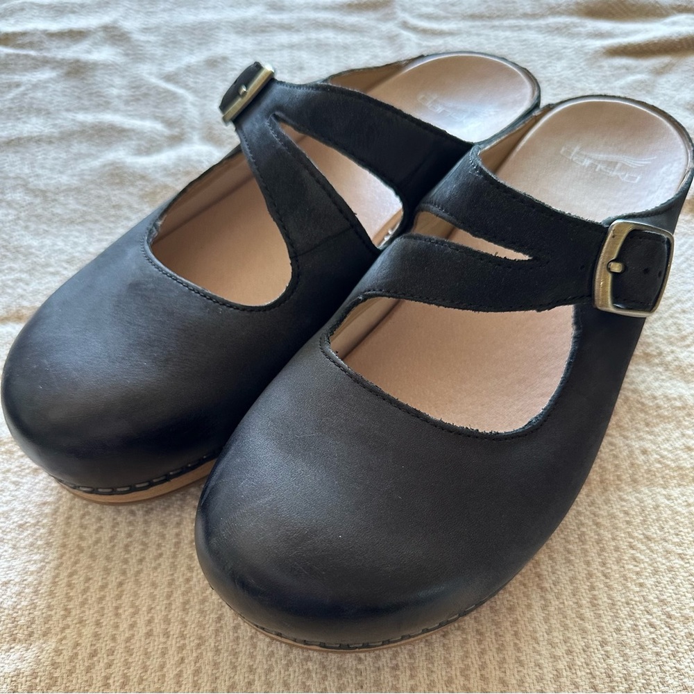 Black Dansko Mary Jane Clogs with Buckle